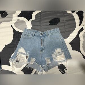 SHEIN Distressed High Waisted Shorts